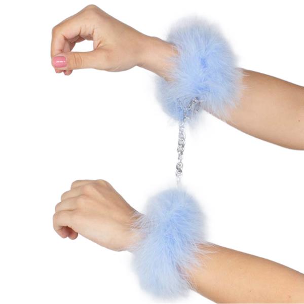 BLUE LIGHT MARABOU HANDCUFFS