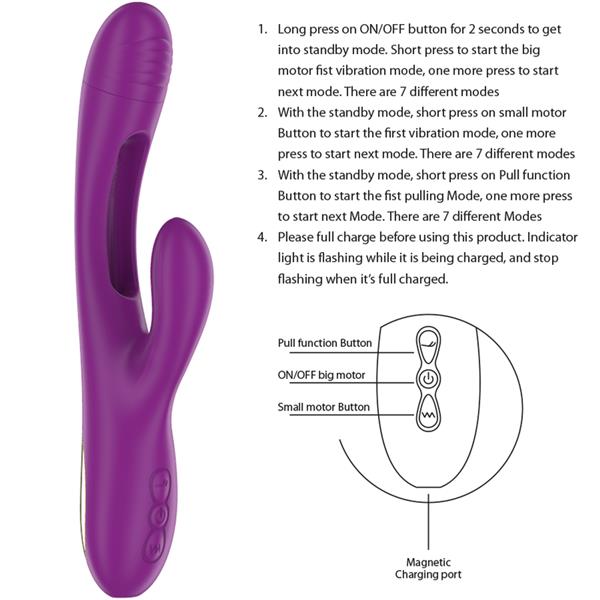 APOLO RECHARGEABLE MULTIFUNCTION VIBRATOR 7 VIBRATIONS WITH SWINGING MOTION PURPLE