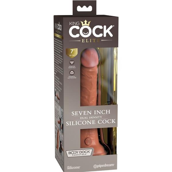 ELITE REALISTIC SILICONE DILDO 17.8 CM CARAMEL