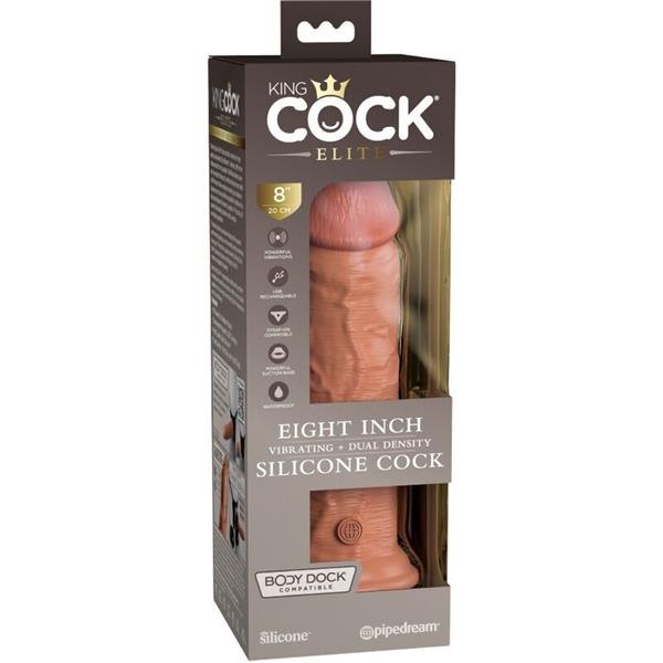 ELITE REALISTIC DILDO VIBRATING & SILICONE 20.3 CM CARAMEL