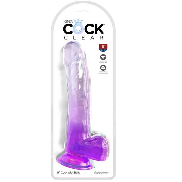 CLEAR DILDO WITH TESTICLES 20.3 CM PURPLE