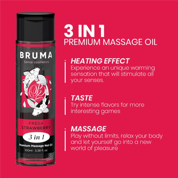 PREMIUM MASSAGE HOT OIL STRAWBERRY 3 IN 1 - 100 ML