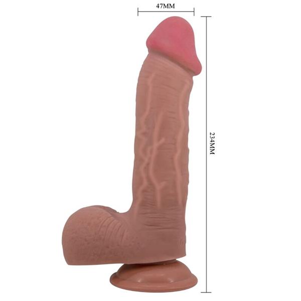 SLIDING SKIN SERIES REALISTIC DILDO WITH SLIDING SKIN SUCTION CUP BROWN 23.4 CM