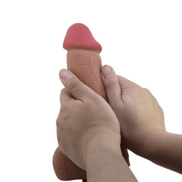 SLIDING SKIN SERIES REALISTIC DILDO WITH SLIDING SKIN SUCTION CUP BROWN 23.4 CM