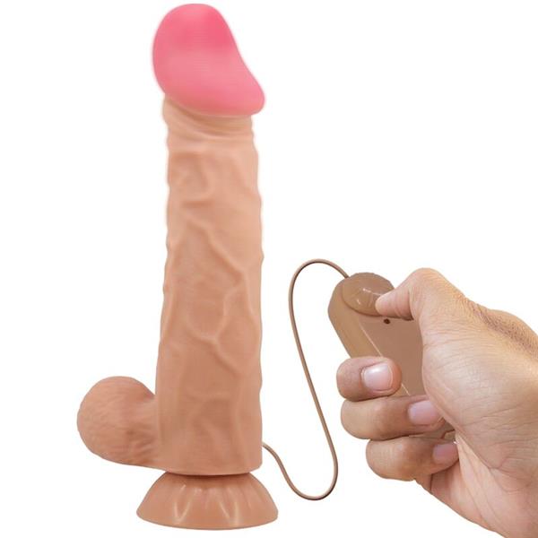 SLIDING SKIN SERIES REALISTIČNI DILDO S SLIDE SKIN SESALNO SKODELCO DALJINSKO UPRAVLJANJE MESO 24 CM