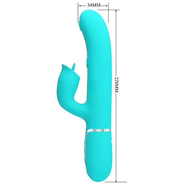 RABBIT VIBRATOR WITH LICKING AQUA GREEN