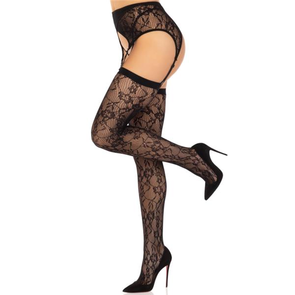LACE THIGH HIGHS & GARTERBELT BLACK