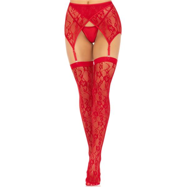 LACE THIGH HIGHS & GARTERBELT BLACK