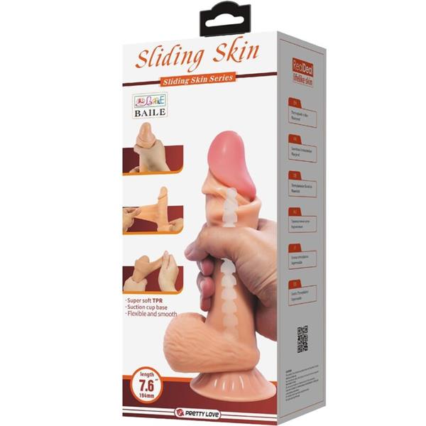 SLIDING SKIN SERIES REALISTIC DILDO WITH SLIDING SKIN SUCTION CUP 19.4 CM