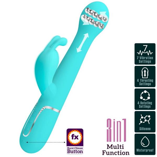 DEJON RABBIT VIBRATOR 3 V 1 MULTIFUNKCIONALNI AQUA ZELEN