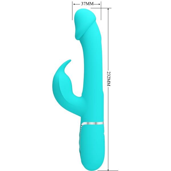 KAMPAS RABBIT 3 IN 1 MULTIFUNCTION VIBRATOR WITH TONGUE AQUA GREEN