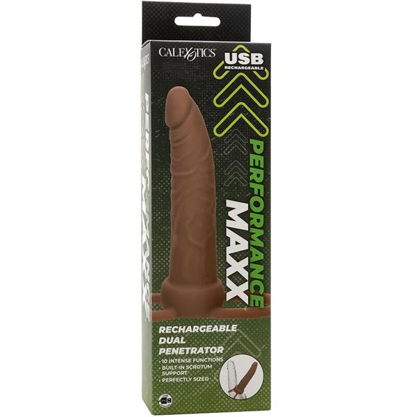 PERFORMANCE MAXX RECHARGABLE DUAL PENETRATOR BROWN SKIN