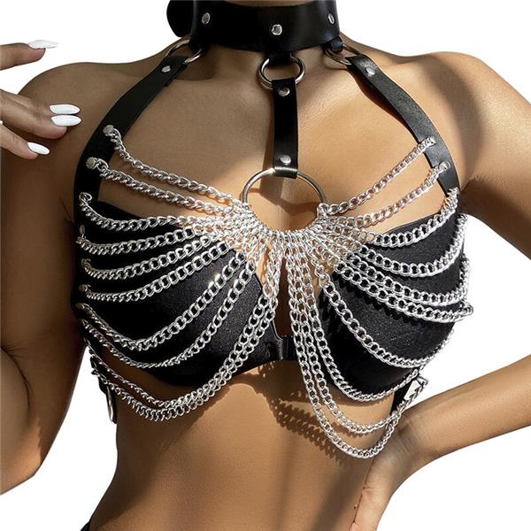 CHEST HARNESS WITH BIG RING CHAINS ONE SIZE