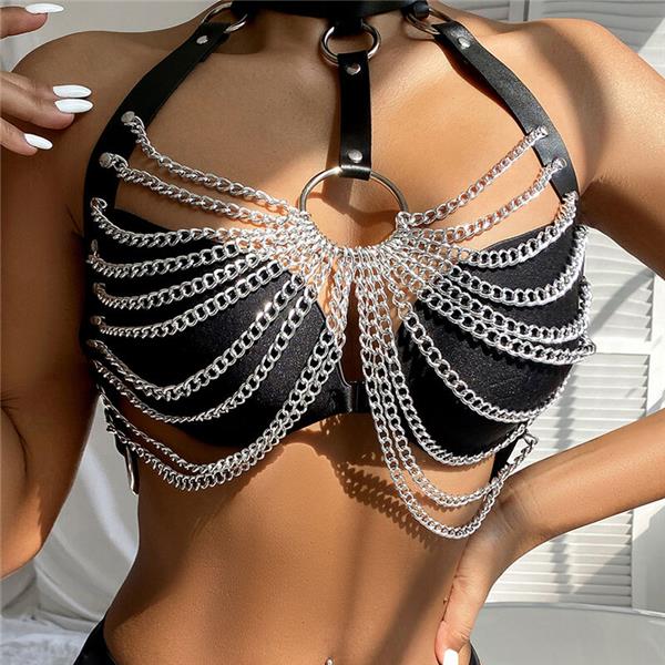 CHEST HARNESS WITH BIG RING CHAINS ONE SIZE
