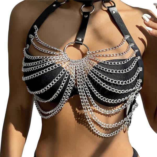 CHEST HARNESS WITH BIG RING CHAINS ONE SIZE