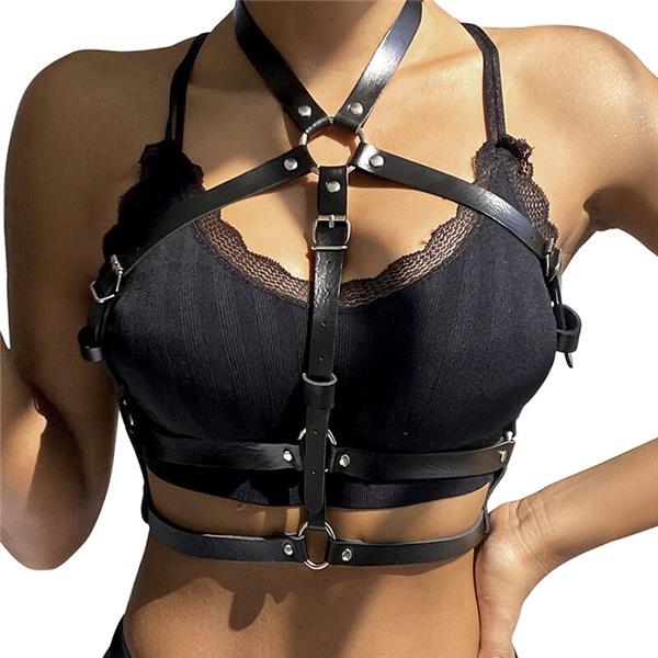 LEATHER RING CHEST HARNESS BLACK ONE SIZE