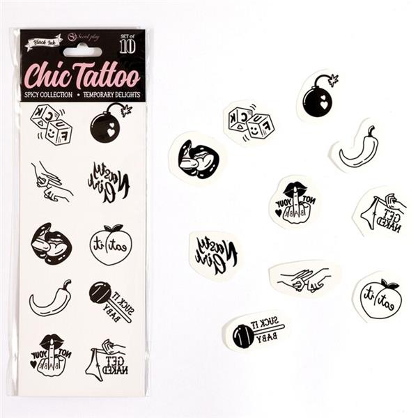 SET OF 10 SPICY COLLECTION TEMPORARY TATTOOS