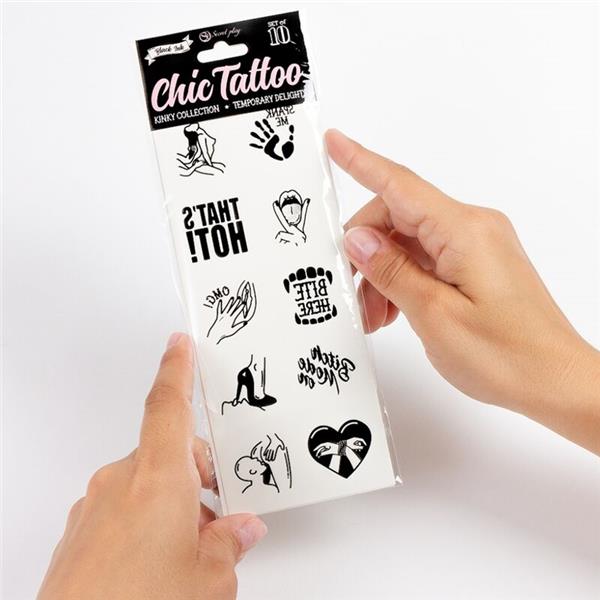 SET 10 TEMPORARY TATTOOS KINKY COLLECTION