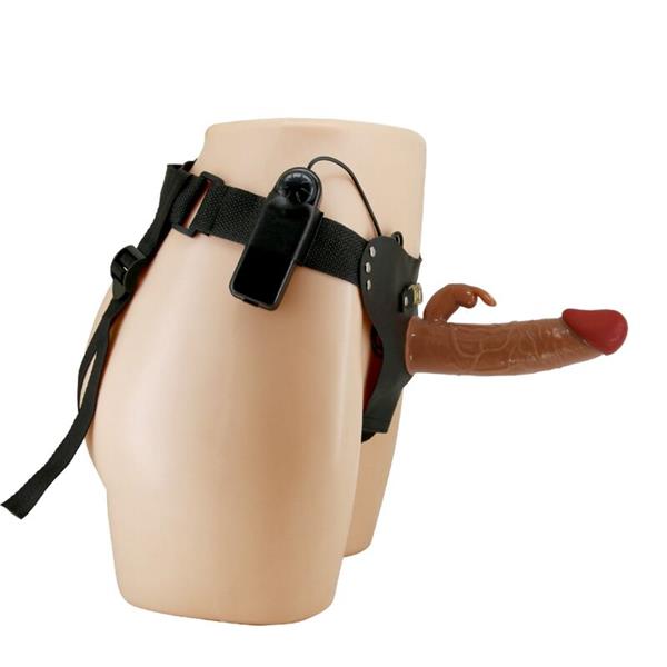 MARION HARNESS UNIVERSAL BRIEFS WITH VIBRATION DILDO 19 CM BROWN