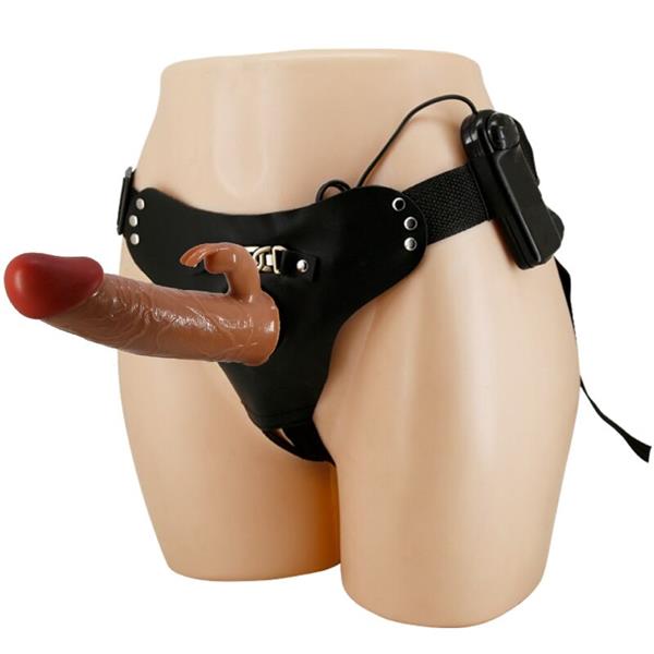 MARION HARNESS UNIVERSAL BRIEFS WITH VIBRATION DILDO 19 CM BROWN