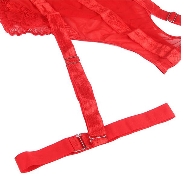 TEDDY WITH GARTER STRAP DETAIL CHEST RED S/M