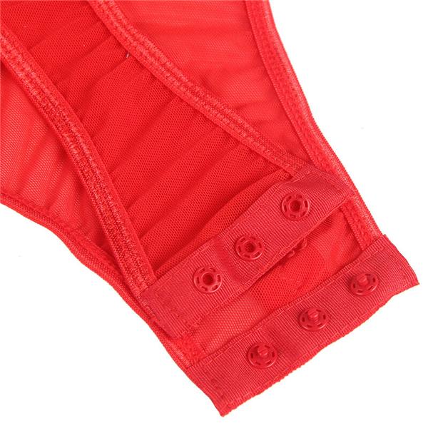 TEDDY WITH GARTER STRAP DETAIL CHEST RED S/M