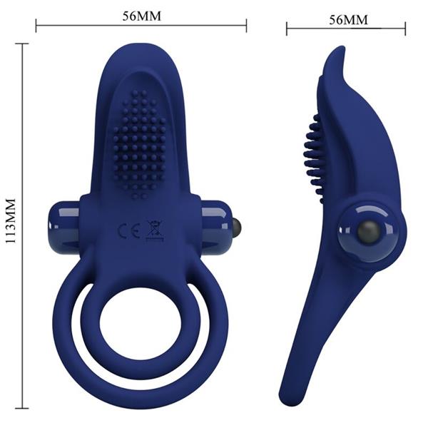 BRONSON DVOJNI OBROČ Z VIBRACIJO MODRA
