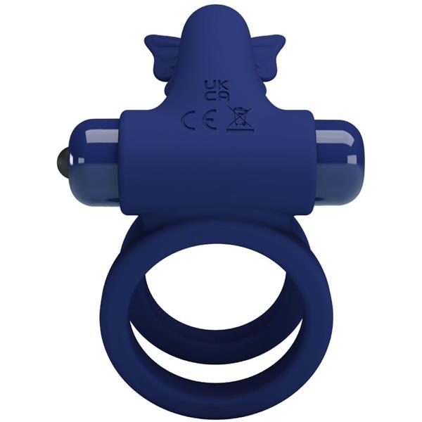 JAMELE DOUBLE RING WITH VIBRATION & BUTTERFLY STIMULATOR BLUE