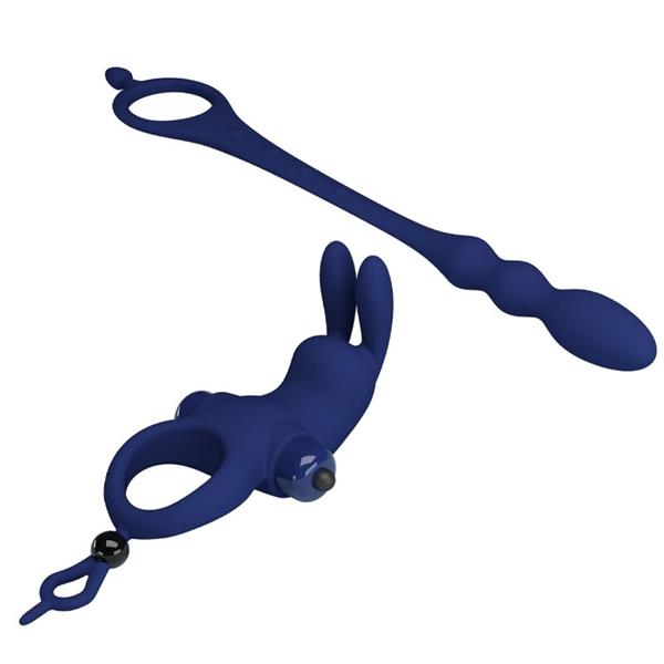 AYAD RABBIT VIBRATOR RING WITH PLUG BLUE