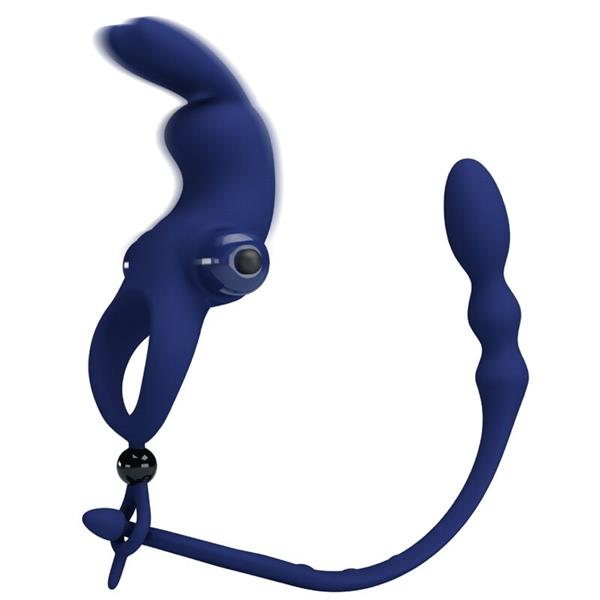 AYAD RABBIT VIBRATOR RING WITH PLUG BLUE