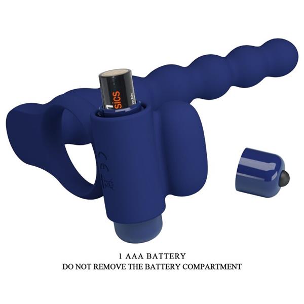 AJMAL VIBRATING RING WITH PLUG BLUE