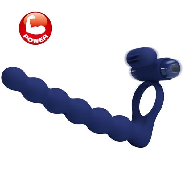 AJMAL VIBRATING RING WITH PLUG BLUE