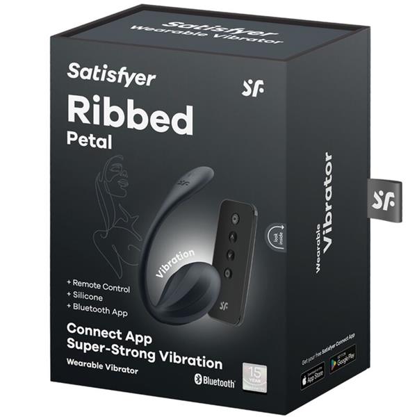 RIBBED PETAL G POINT STIMULATOR REMOTE CONTROL BLACK FREE APP