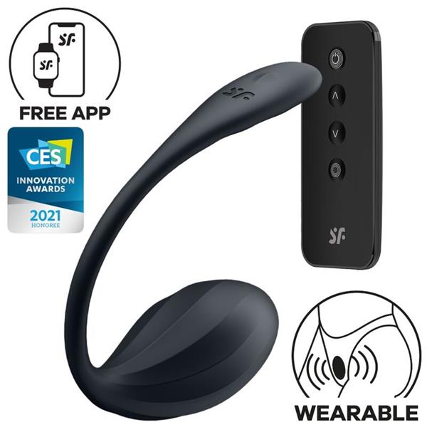 RIBBED PETAL G POINT STIMULATOR REMOTE CONTROL BLACK FREE APP