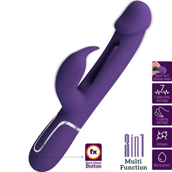 KAMPAS RABBIT 3 IN 1 MULTIFUNCTION VIBRATOR WITH TONGUE VIOLET