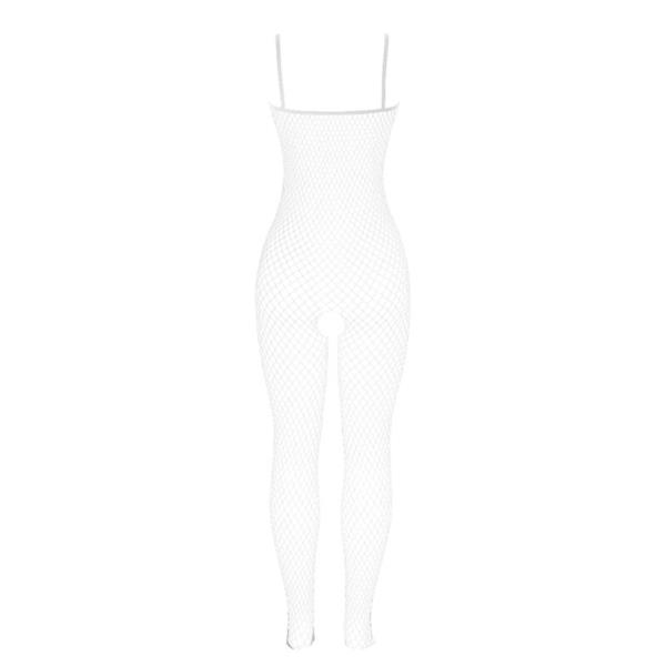951740 BODYSTOCKING WHITE FISHNET CROTCHLESS WITH BOWS ONE SIZE