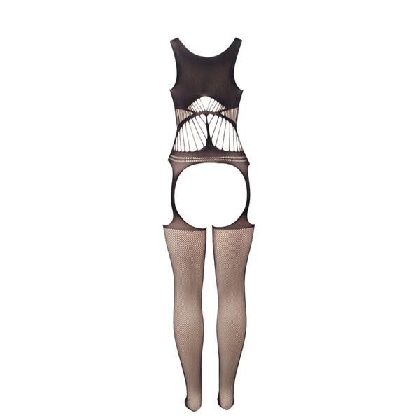951900 RIBANA CROTCHLESS BODYSTOCKING S SKODEM IN ODPRTIM RAMENOM ČRNA ENA VELIKOST