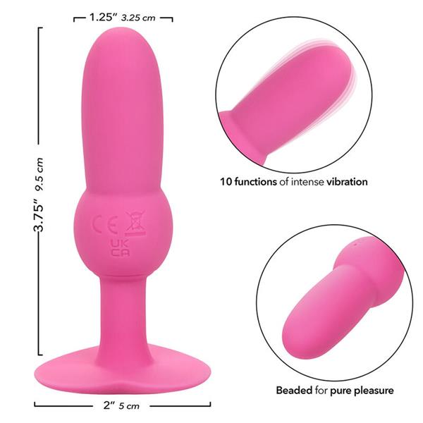 FIRST TIME ANAL PLUG BEADED PROBE 10 VIBRATIONS PINK
