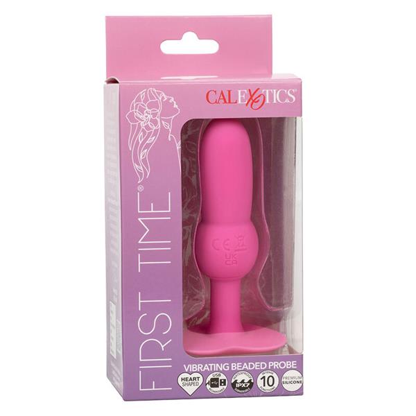 FIRST TIME ANAL PLUG BEADED PROBE 10 VIBRATIONS PINK