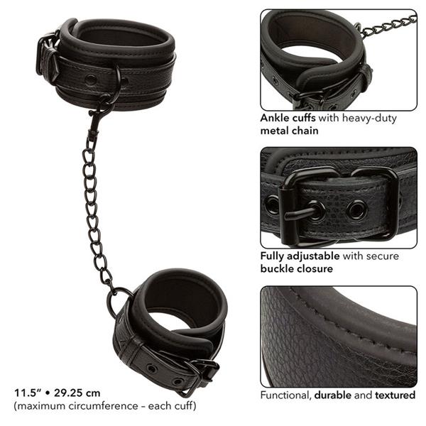 NOCTURNAL ANKLE CUFFS LEATHER ADJUSTABLE BLACK