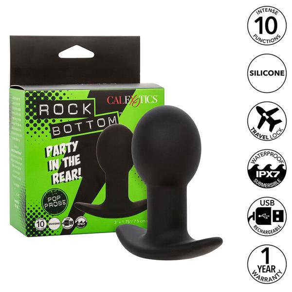 ROCK BOTTOM ANAL PLUG 10 VIBRACIJ SILIKON ČRN