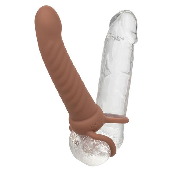 MAXX RIBBED DUAL PENETRATOR 10 VIBRATIONS BROWN