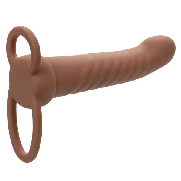MAXX RIBBED DUAL PENETRATOR 10 VIBRATIONS BROWN