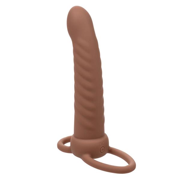 MAXX RIBBED DUAL PENETRATOR 10 VIBRATIONS BROWN