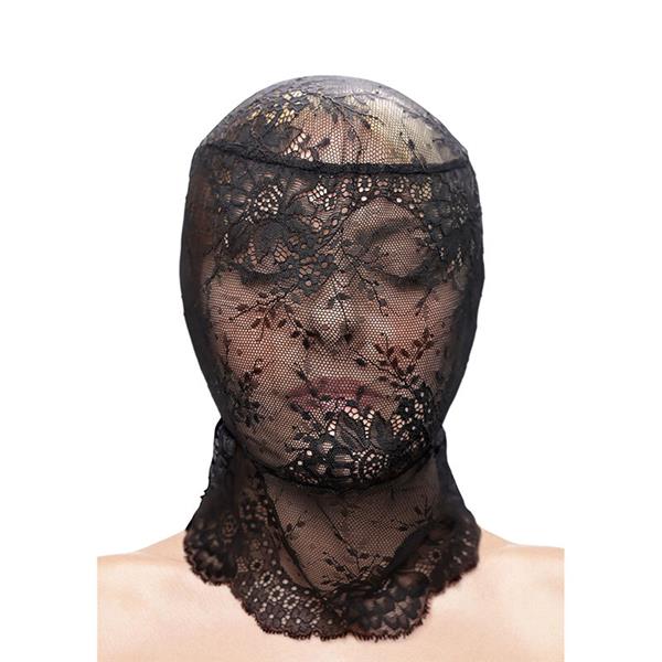 FETISH & FASHION ČIPKASTA KAPUCA ČRNA