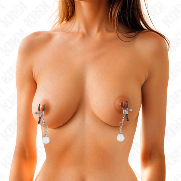 GLASS BEAD NIPPLE CLAMPS SILVER 6 CM