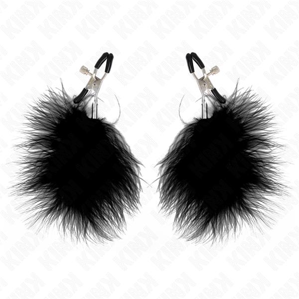 FEATHER NIPPLE CLAMP BLACK 7 CM