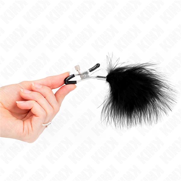 FEATHER NIPPLE CLAMP BLACK 7 CM