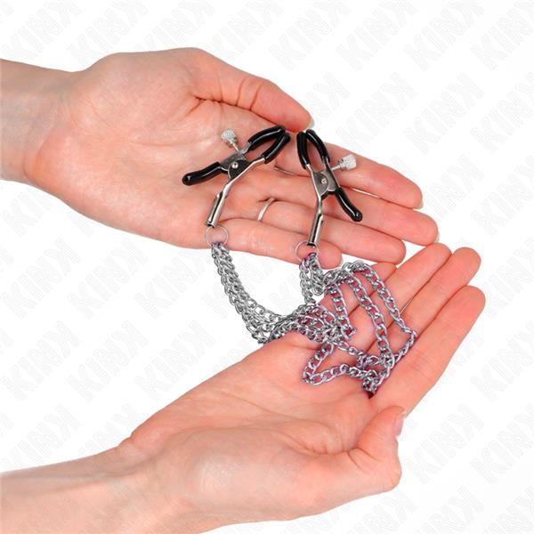 STISKAČI ZA NIPPLE S 3 VERIGAMI SREBRNE BARVE 20/23/28 CM