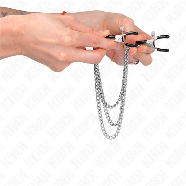 STISKAČI ZA NIPPLE S 3 VERIGAMI SREBRNE BARVE 20/23/28 CM